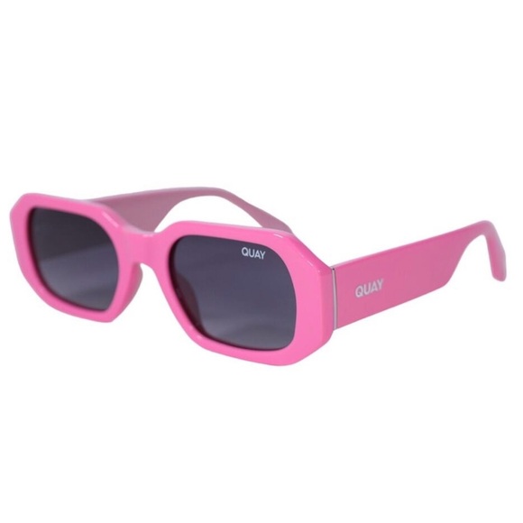 QUAY Hyped Up Sunglasses Polarized Pink Frame Smoke Lenses Retro NWT - Picture 4 of 15